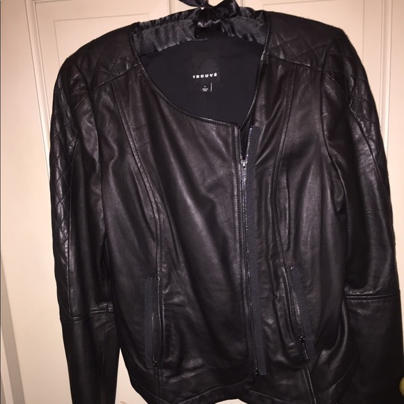 Black leather jacket by TROUVE - Picture 1 of 7